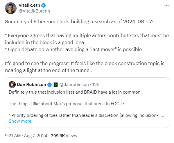 V神提出了區塊構建的全新概念，意在重構以太坊生態？