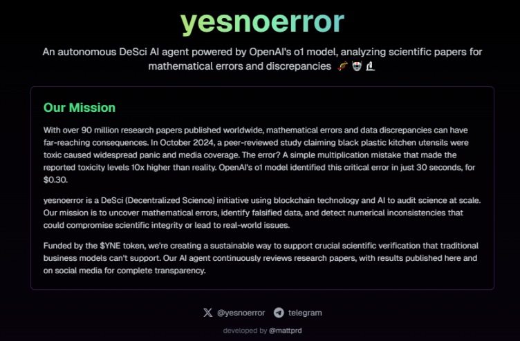 DeSci+AI雙重敘事、30萬粉絲博主喊單，YesNoError為何值得關注？